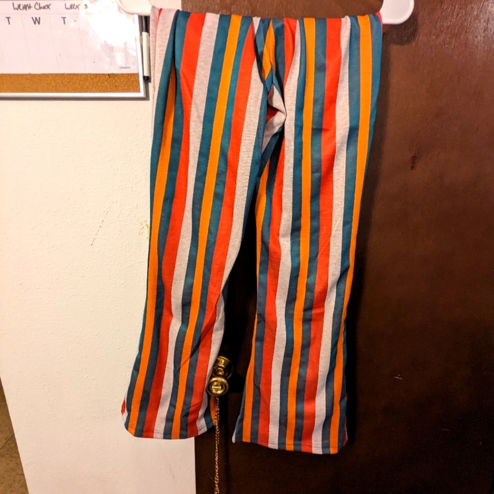 Large sized flar pants, multi colored